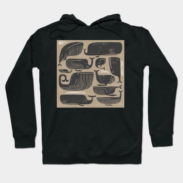 Sepia Whales Hoodie by Gareth Lucas